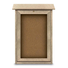 Enclosed Bulletin Board: 18" Wide, 29" High, Cork, Tan