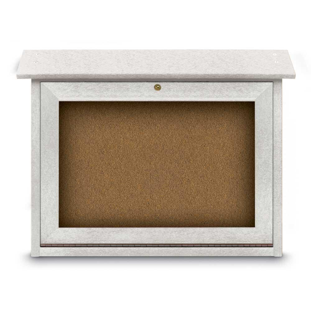 Enclosed Bulletin Board: 24" Wide, 18" High, Cork, Tan