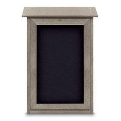 Enclosed Recycled Rubber Bulletin Board: 18" Wide, 29" High, Rubber, Black