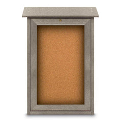 Enclosed Cork Bulletin Board: 18" Wide, 29" High, Cork, Natural Tan