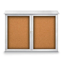 Enclosed Cork Bulletin Board: 52" Wide, 40" High, Cork, Natural Tan