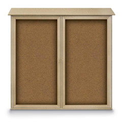 Enclosed Bulletin Board: 48" Wide, 48" High, Cork, Tan