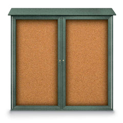 Enclosed Cork Bulletin Board: 48" Wide, 48" High, Cork, Natural Tan