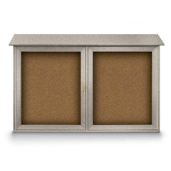 Enclosed Bulletin Board: 45" Wide, 30" High, Cork, Tan