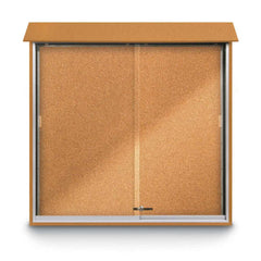 Enclosed Cork Bulletin Board: 48" Wide, 48" High, Cork, Natural Tan