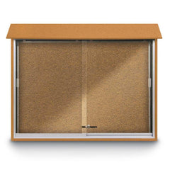 Enclosed Bulletin Board: 45" Wide, 36" High, Cork, Tan