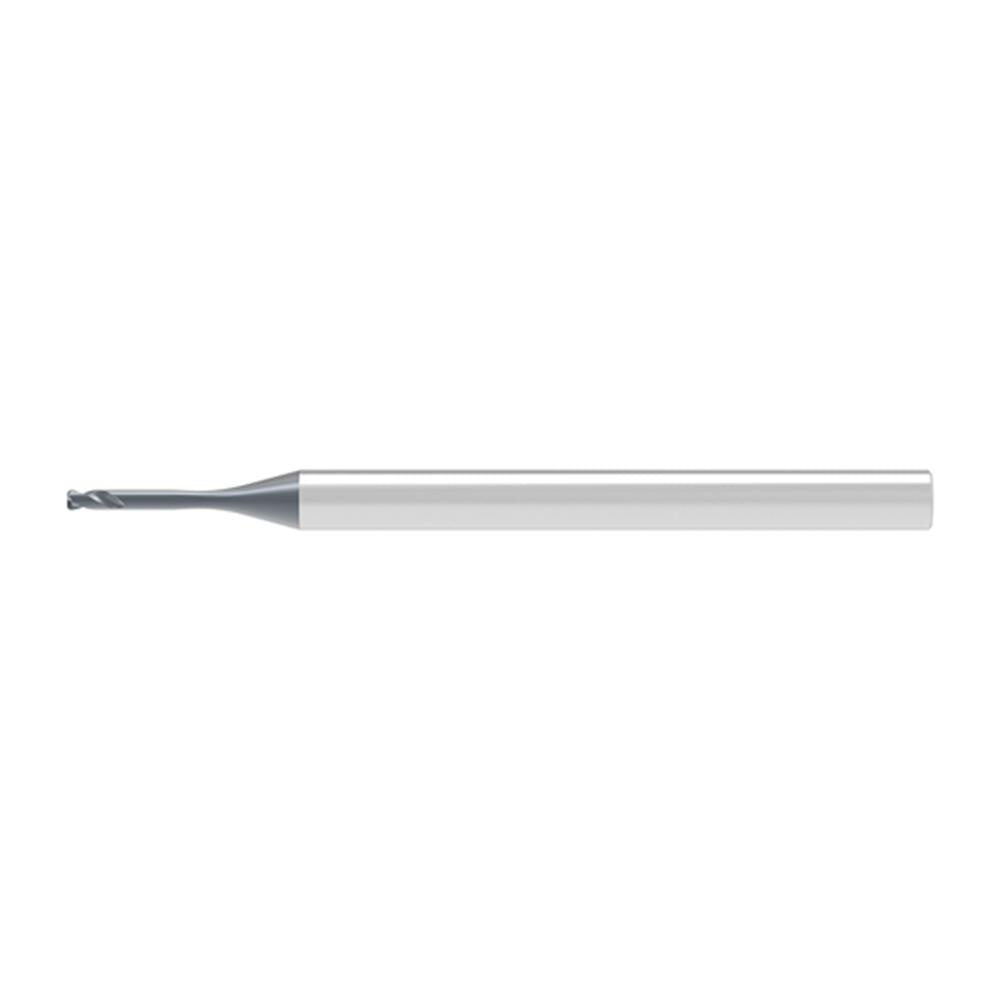 Corner Radius End Mill: 1.00 mm Dia, 1.00 mm LOC, 0.20 mm Radius, 2 Flute, Solid Carbide