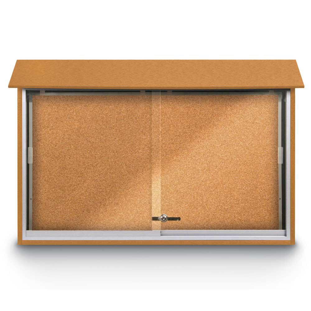 Enclosed Cork Bulletin Board: 45" Wide, 30" High, Cork, Natural Tan