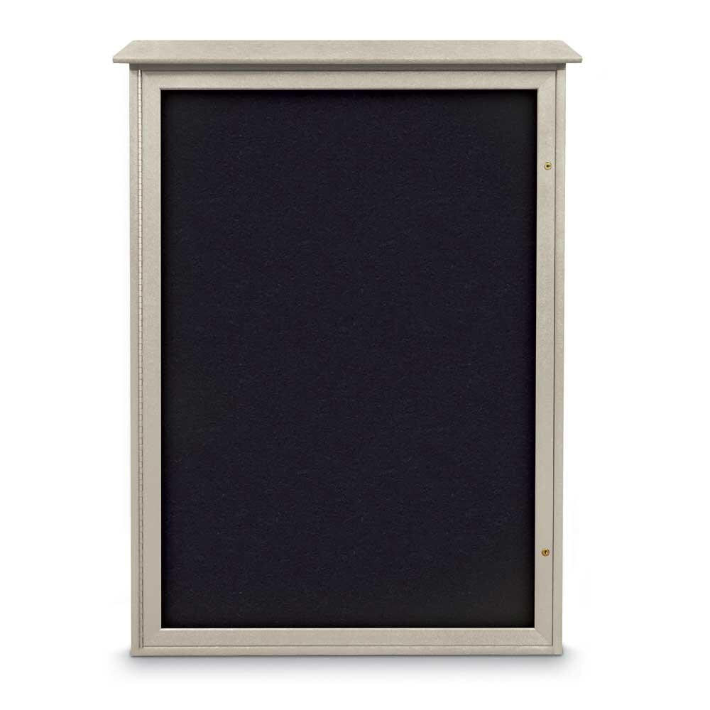 Enclosed Recycled Rubber Bulletin Board: 54" Wide, 38" High, Rubber, Black