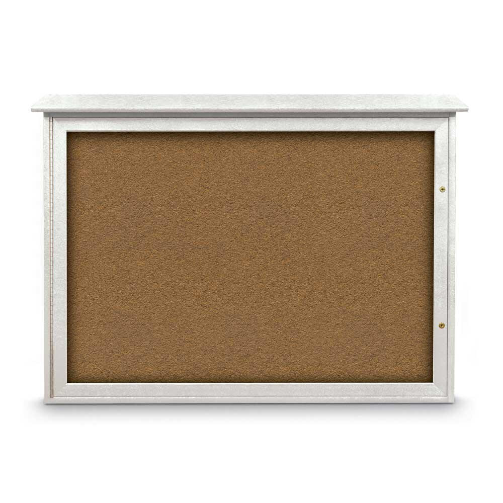 Enclosed Bulletin Board: 48" Wide, 36" High, Cork, Tan