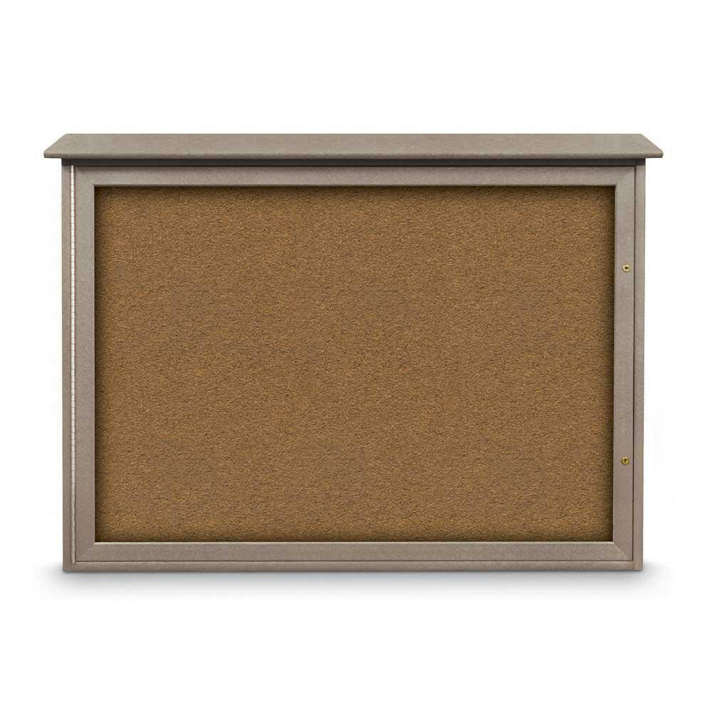 Enclosed Bulletin Board: 48" Wide, 36" High, Cork, Tan