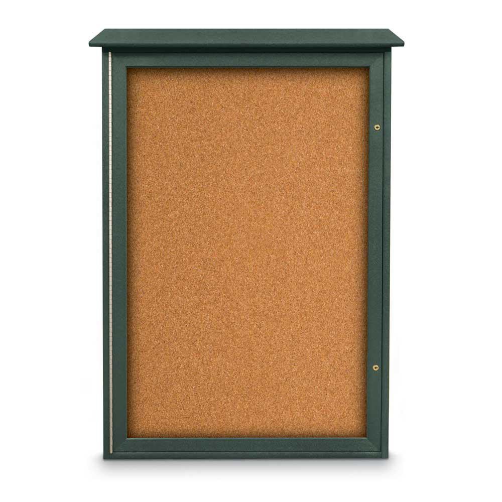 Enclosed Cork Bulletin Board: 48" Wide, 32" High, Cork, Natural Tan