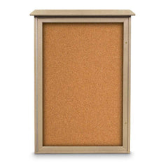 Enclosed Cork Bulletin Board: 48" Wide, 32" High, Cork, Natural Tan