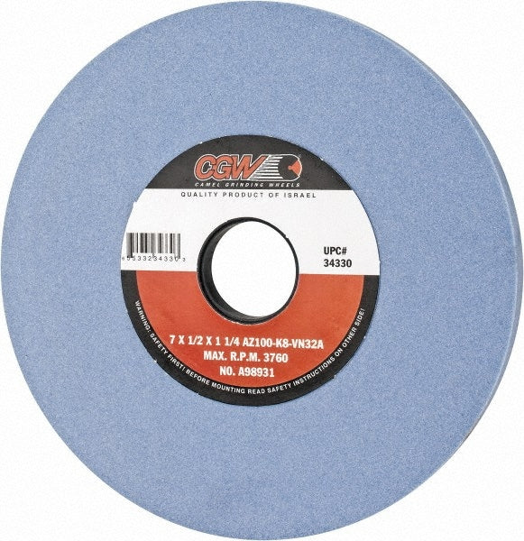 Surface Grinding Wheel: 7" Dia, 1/2" Thick, 1-1/4" Arbor, 100 Grit