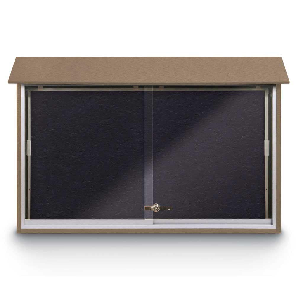 Enclosed Recycled Rubber Bulletin Board: 45" Wide, 30" High, Rubber, Black