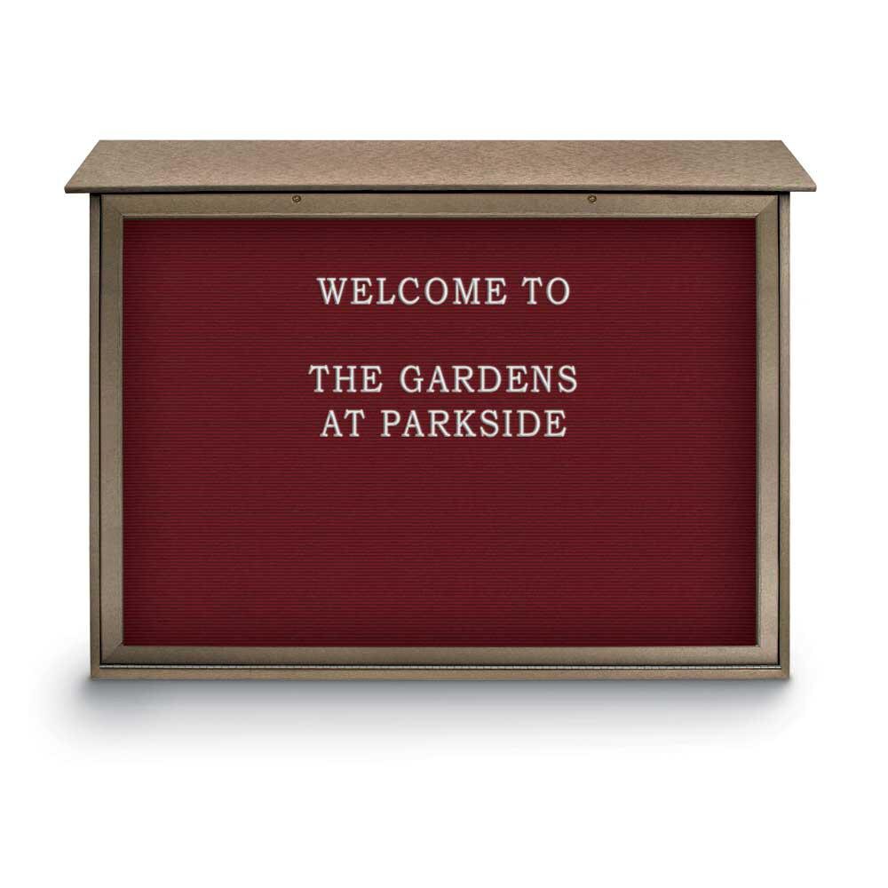 Enclosed Letter Board: 52" Wide, 40" High, Fabric, Berry
