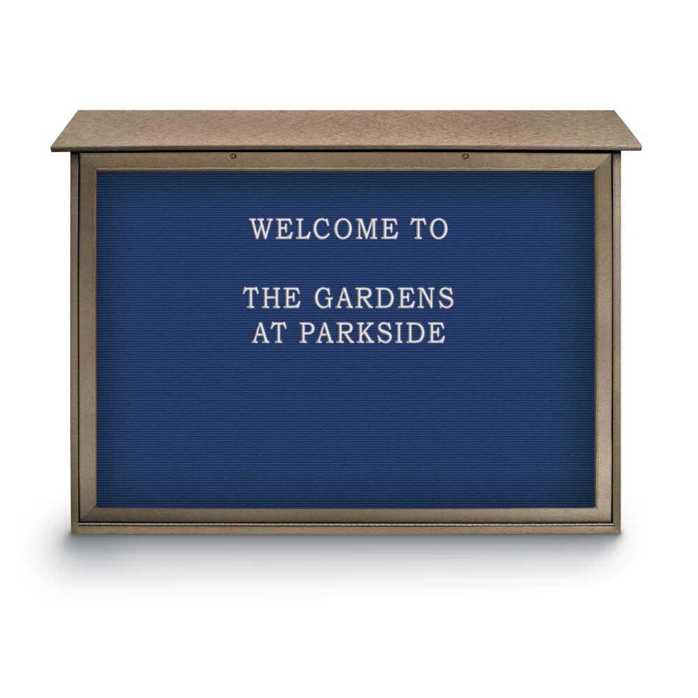 Enclosed Letter Board: 52" Wide, 40" High, Laminate, Blue