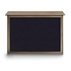 Enclosed Recycled Rubber Bulletin Board: 52" Wide, 40" High, Rubber, Black