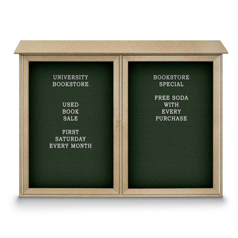 Enclosed Letter Board: 52" Wide, 40" High, Fabric, Woodland Green
