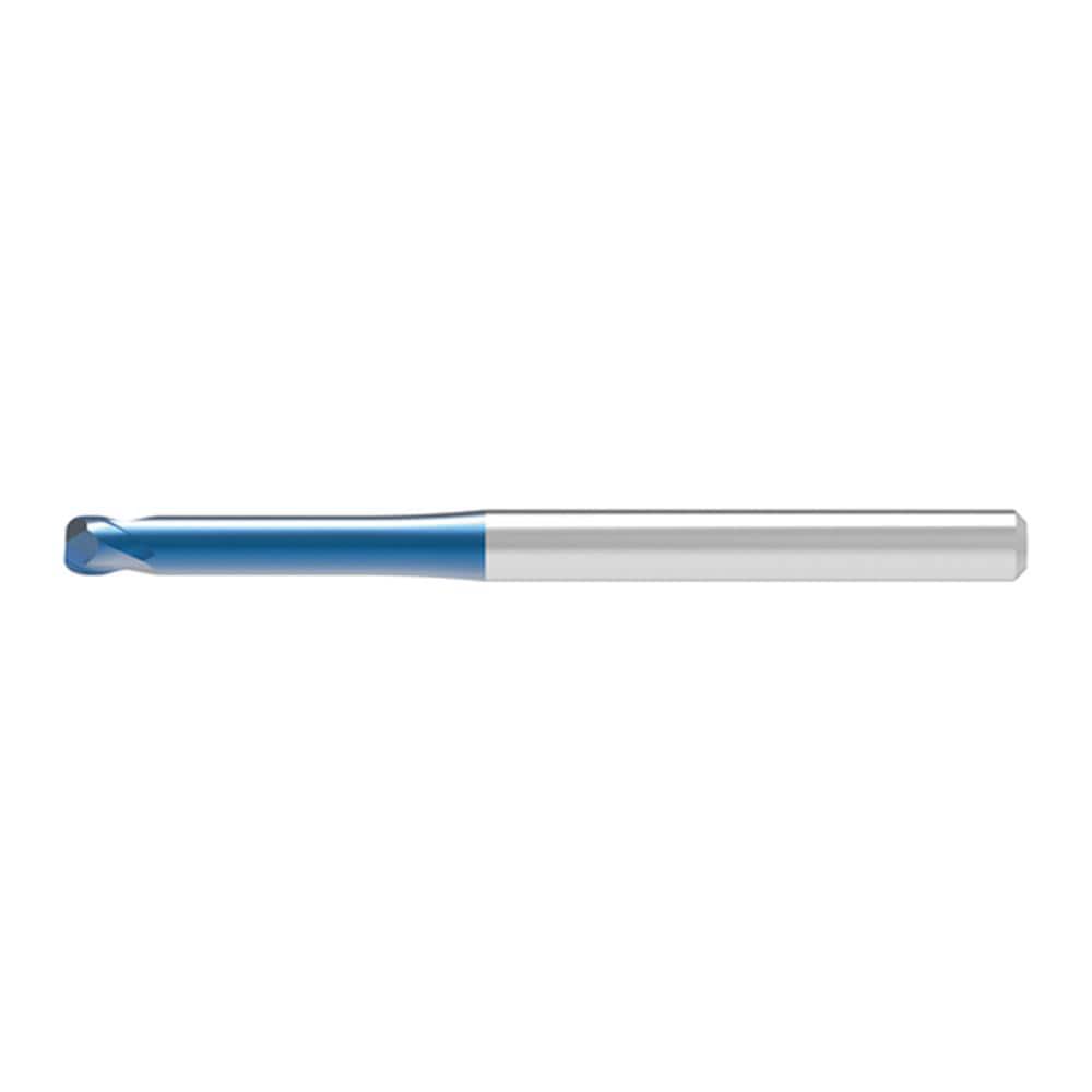 Corner Radius End Mill: 1.00 mm Dia, 1.00 mm LOC, 0.20 mm Radius, 2 Flute, Solid Carbide