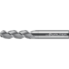 Ball End Mill: 3/8" Dia, 3/4" LOC, 3 Flute, Solid Carbide