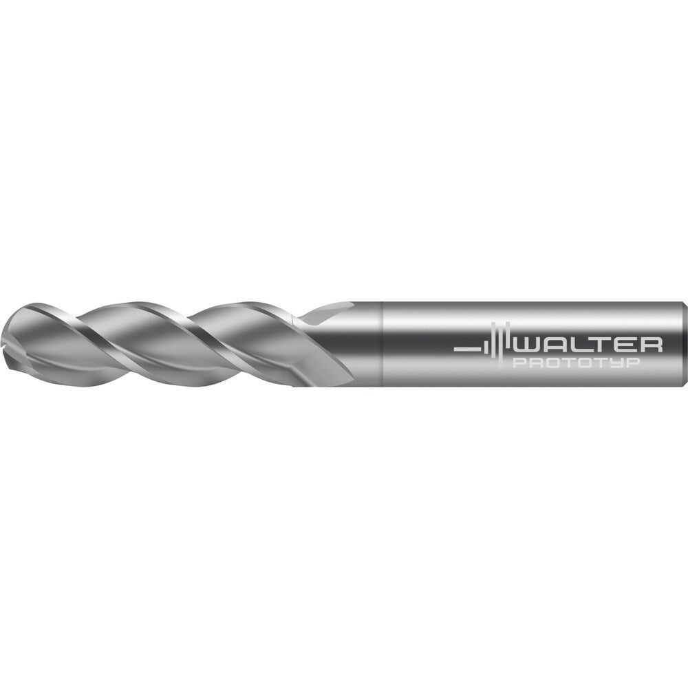 Ball End Mill: 1/2" Dia, 1-1/4" LOC, 3 Flute, Solid Carbide