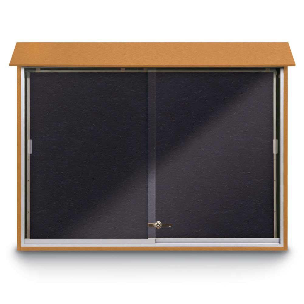 Enclosed Recycled Rubber Bulletin Board: 52" Wide, 40" High, Rubber, Black