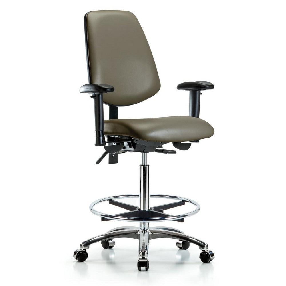 Ergonomic Multifunction Task Chair: Vinyl, 36" Seat Height, Taupe