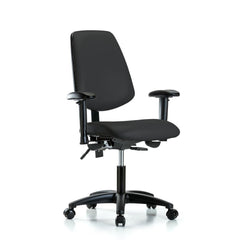 Ergonomic Multifunction Task Chair: Vinyl, 23" Seat Height, Black