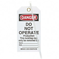 Do Not Operate Tag: 5-3/4" High, 3" Wide, Paper, "DANGER"