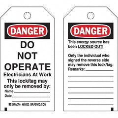 Do Not Operate Tag: 5-3/4" High, 3" Wide, Polyester, "DANGER"