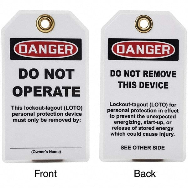 Do Not Operate Tag: 5-3/4" High, 3" Wide, Vinyl, "DANGER"