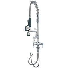 Kitchen & Bar Faucets; Type: Deck Mount Pre-Rinse; Style: Pre-Rinse; Mount: Deck; Design: Base Mounted; Handle Type: Lever; Spout Type: Swing Spout/Nozzle; Mounting Centers: Single Hole; Finish/Coating: Chrome Plated Brass; Type: Deck Mount Pre-Rinse; Spe