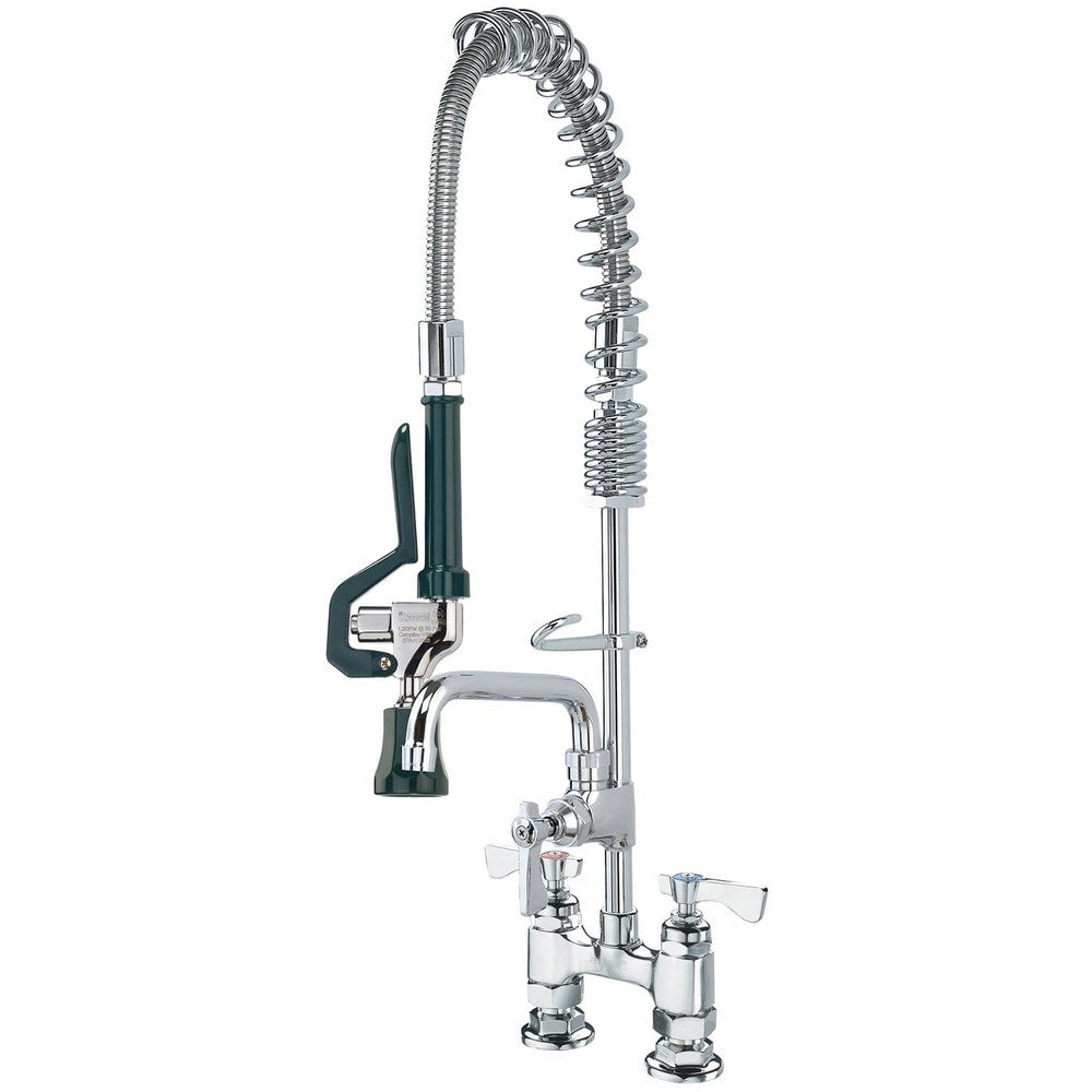 Kitchen & Bar Faucets; Type: Deck Mount Pre-Rinse; Style: Pre-Rinse; Mount: Deck; Design: Base Mounted; Handle Type: Lever; Spout Type: Swing Spout/Nozzle; Mounting Centers: 4; Finish/Coating: Chrome Plated Brass; Type: Deck Mount Pre-Rinse; Special Item