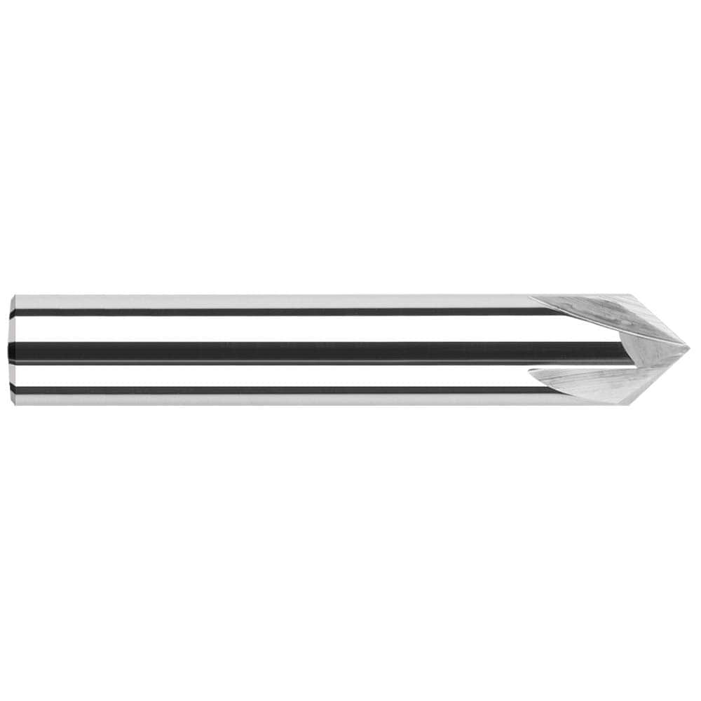 Chamfer Mill: 1/4" Dia, 1/4" Shank Dia, 4 Flute, Solid Carbide, Single End