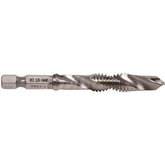 Combination Drill Tap: 3/8-16, 2 Flutes, High Speed Steel
