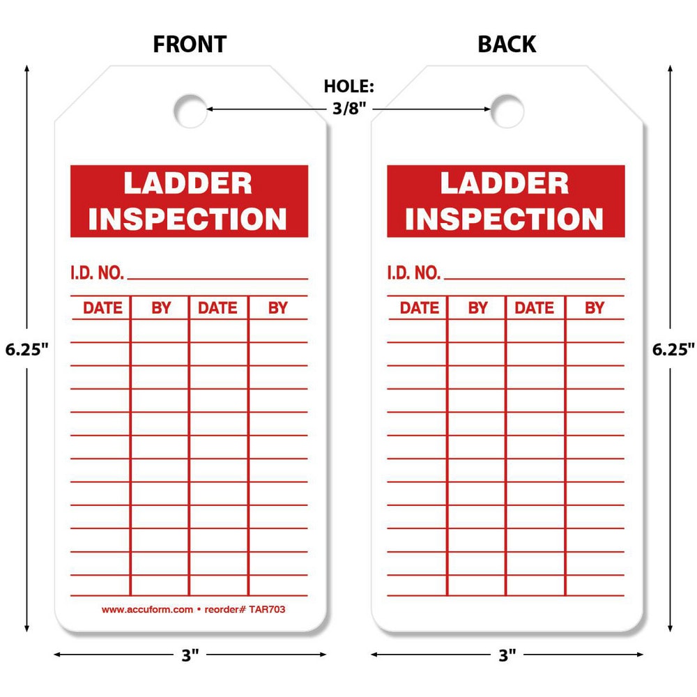 Inspection Tag: Rectangle, 6-1/4" High, Synthetic Paper, "Blank"