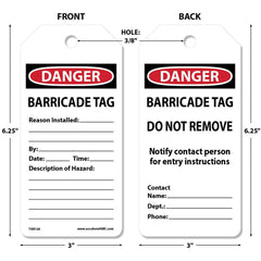 Accident Prevention Tag: Rectangle, 6-1/4" High, Synthetic Paper, "DANGER"