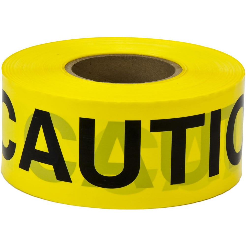 Barricade Tape: Yellow,  Message:" Caution", 3" Width, 1000.00' Length