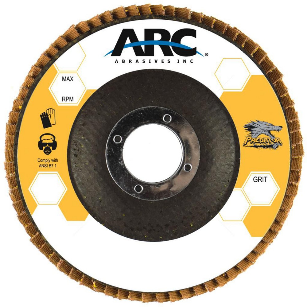 Flap Disc:  7" Dia, 5/8-11" Hole, 50 Grit, Ceramic Alumina, Type 27