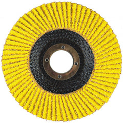 Flap Disc:  5" Dia, 7/8" Hole, 60 Grit, Ceramic Alumina, Type 27