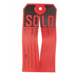 Blank Tag: 2-3/8'' High, Black & Red, Paper