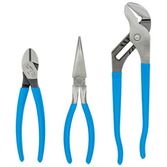 Plier Sets; Plier Type Included: Diagonal Cutting Plier, Tongue & Groove Plier, Long Nose Plier; Container Type: Clamshell; Handle Material: Comfort Grip; Includes: CHANNELLOCK GS-4, 3-Piece Plier Set includes the iconic 430 10-inch Tongue & Groove Plie