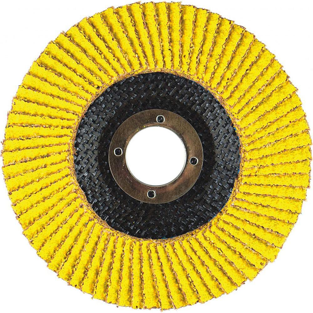 Flap Disc:  6" Dia, 7/8" Hole, 120 Grit, Zirconia Alumina, Type 29