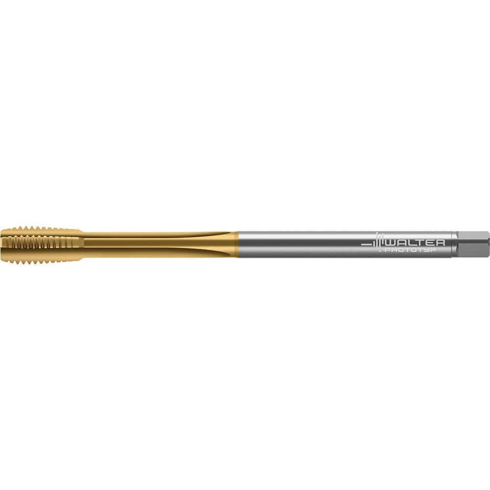 Straight Flute Tap: M33x3.5 M, 4 Flute, Semi-Bottoming Chamfer, 6HX Class of Fit, HSS-E, TiN Finish