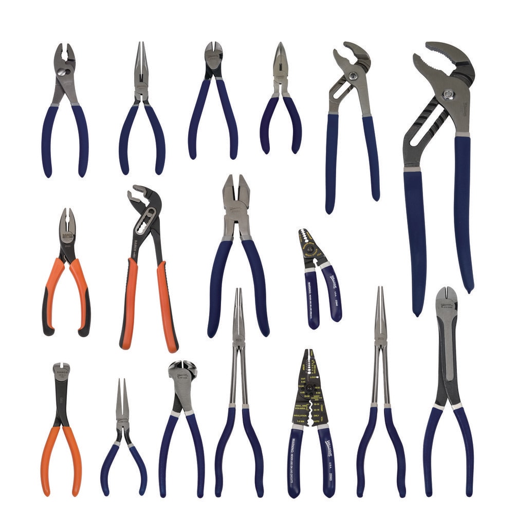 Plier Sets; Plier Type Included: Assortment; Container Type: None; Handle Material: Double Dip; Includes: (1) Bent Nose, (1) Heavy Duty Diagonal Cutter, (1) Long Nose, (1) Side Cutting Combination, (1) Duck Nill, (1) Nut Gripping, (1) Multi-Purpose Wire C