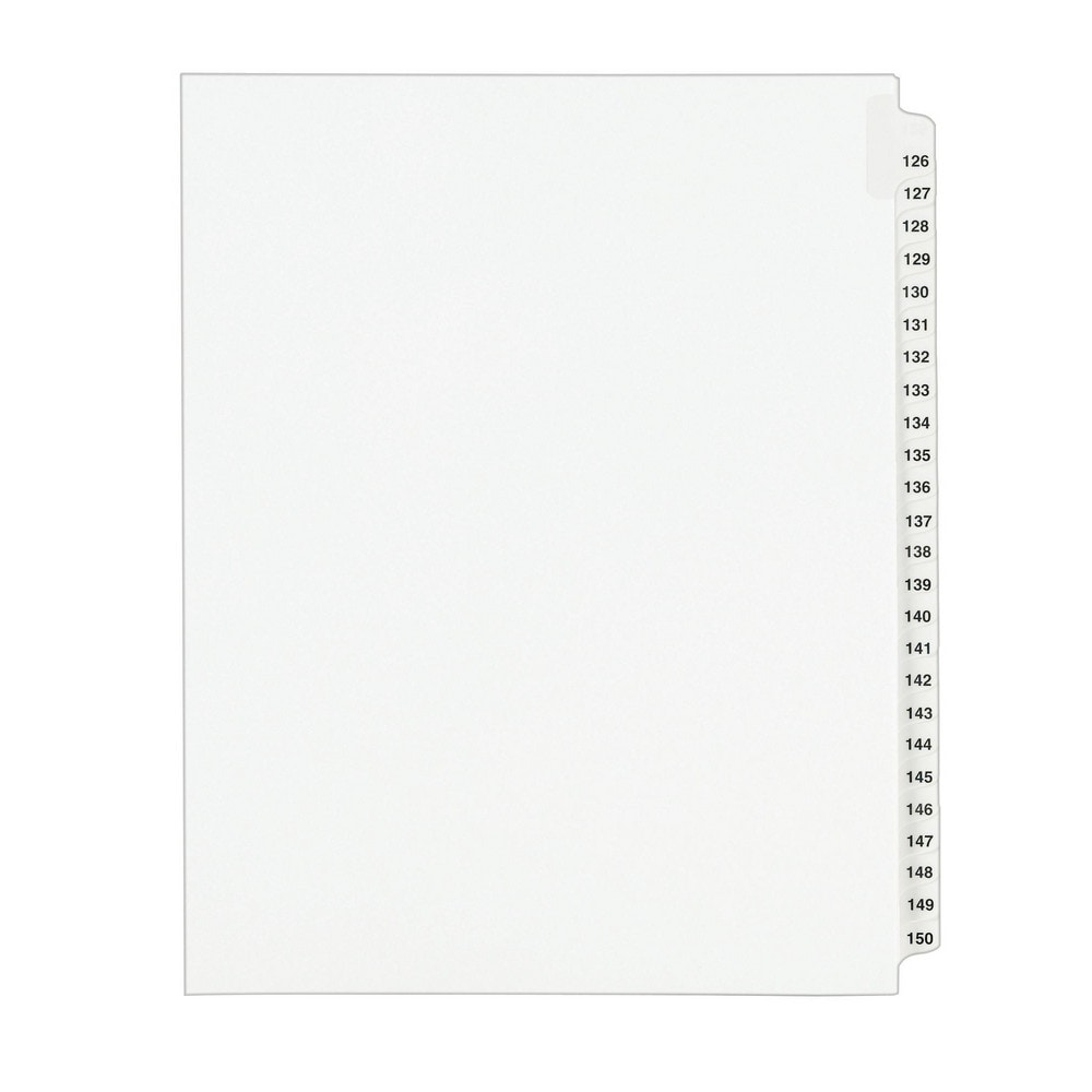 11 x 8 1/2" 126 to 150" Label, 25 Tabs, Unpunched, Preprinted Divider