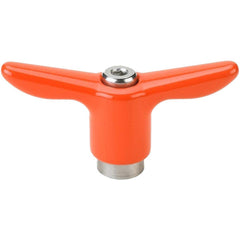 Adjustable Clamping Handle: T-Handle, #10-24 Thread, Die Cast Zinc Handle, 0.3900" Hub Dia, Orange