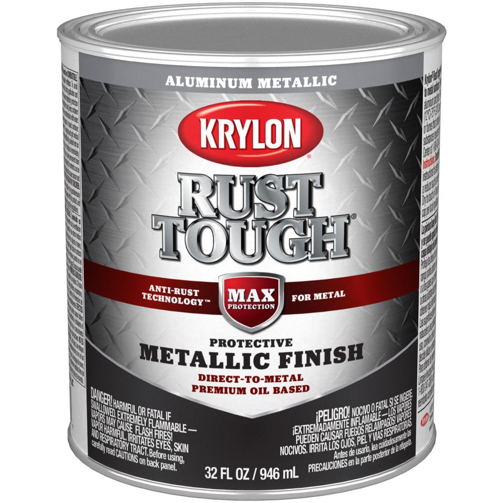 Brush-On & Anti-Rust  Paint: 1 qt, Aluminum, Metallic Finish