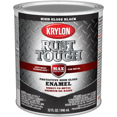 Brush-On & Anti-Rust  Paint: 1 qt, Black, Gloss Finish